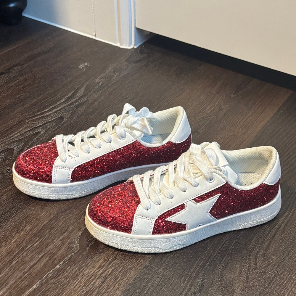 Red Glitter Women's Sneakers